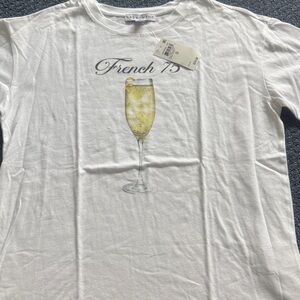 White Graphic Tee with French 75 Design